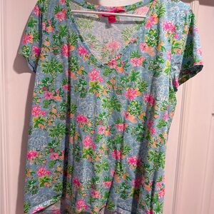 Lilly Pulitzer Blue and Pink Short Sleeve Tee